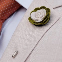 Warren Asher Boutonnière à Fleur Douce Crème Et Olive -Boutique Trendhim 10917 lapelpin