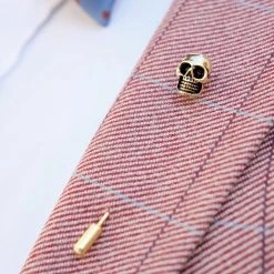 Warren Asher Broche Pour Homme "Le Crâne Doré" -Boutique Trendhim 11466 lapelpin