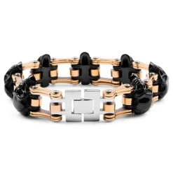Fort Tempus Bracelet Biker En Acier Chirurgical Noir, Doré Et Argenté -Boutique Trendhim 13 4 52
