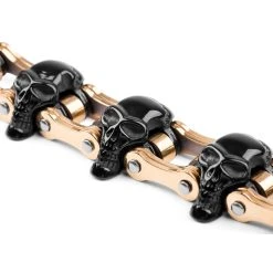 Fort Tempus Bracelet Biker En Acier Chirurgical Noir, Doré Et Argenté -Boutique Trendhim 13 5 26