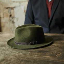 Fawler Chapeau Fédora Flavio Moda Vert à Bord Plat -Boutique Trendhim 17956