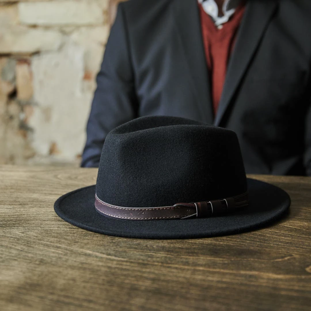 Fawler Chapeau Fédora Flavio Moda Noir à Bord Plat 4 Fawler Chapeau Fédora Flavio Moda Noir à Bord Plat – Image 4