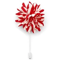 Warren Asher Broche Pour Homme à Fleur Rouge Et Blanche Fantaisiste
