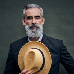 Fawler Chapeau Panama Moda Couleur Havane Clair Avec Gallon Bleu Marine Piero -Boutique Trendhim 18004 3