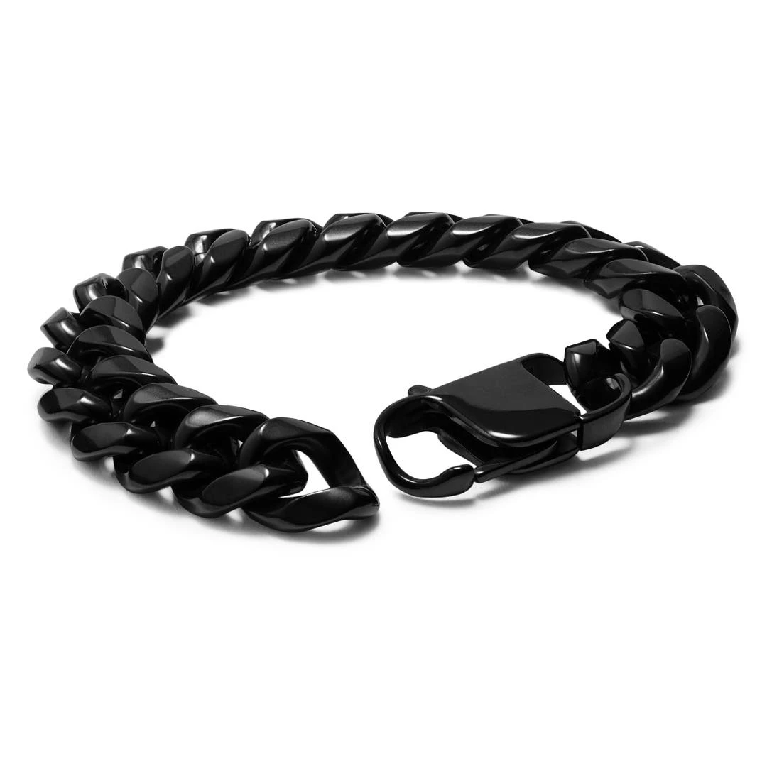 Lucleon Gourmette Noire En Acier 14 Mm 2 Lucleon Gourmette Noire En Acier 14 Mm – Image 2