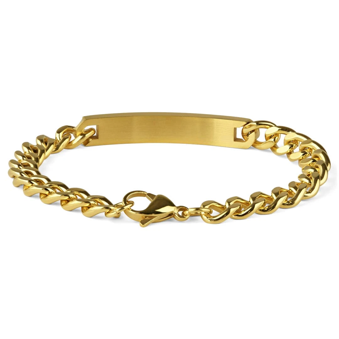 Fort Tempus Gourmette Dorée à Graver - Maillons En Acier Inoxydable De 7 Mm 2 Fort Tempus Gourmette Dorée à Graver - Maillons En Acier Inoxydable De 7 Mm – Image 2