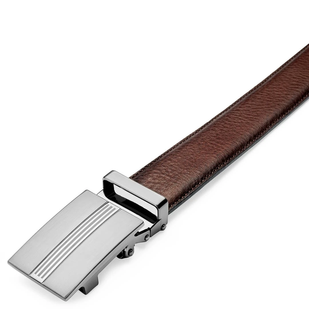 BSWK Ceinture Automatique Marron En Croûte De Cuir à Finition Vintage 3 BSWK Ceinture Automatique Marron En Croûte De Cuir à Finition Vintage – Image 3