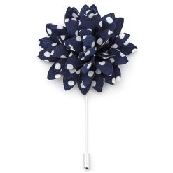 Warren Asher Boutonnière à Fleur Bleu Marine à Pois