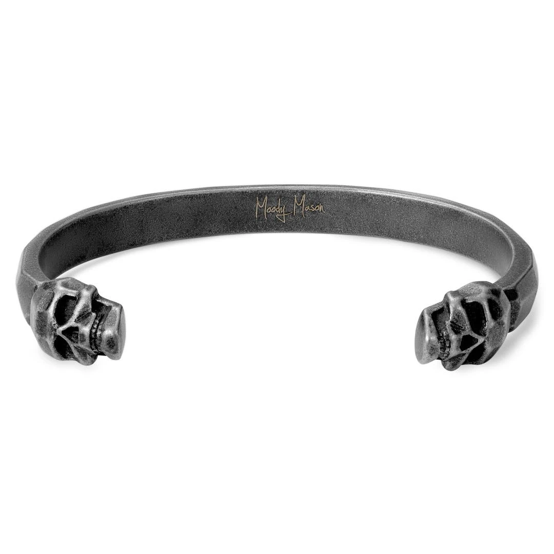 Moody Mason Bracelet Manchette Jax Tête De Mort En Acier Gris 1 Moody Mason Bracelet Manchette Jax Tête De Mort En Acier Gris
