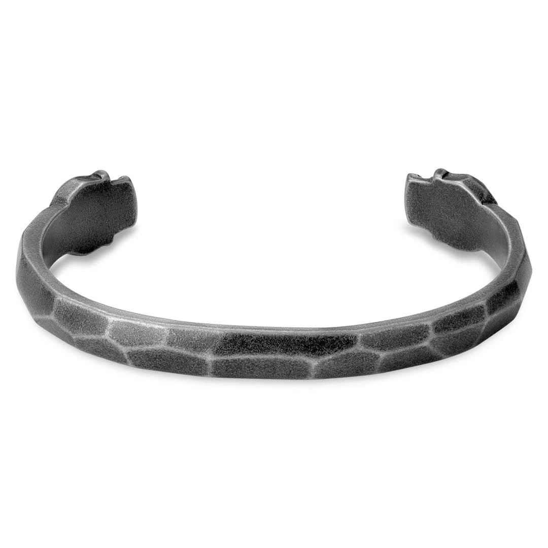 Moody Mason Bracelet Manchette Jax Tête De Mort En Acier Gris 4 Moody Mason Bracelet Manchette Jax Tête De Mort En Acier Gris – Image 4