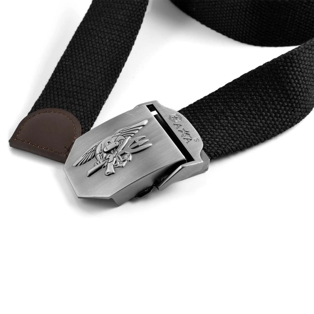 Collin Rowe Ceinture En Toile Noire Aigle 2 Collin Rowe Ceinture En Toile Noire Aigle – Image 2