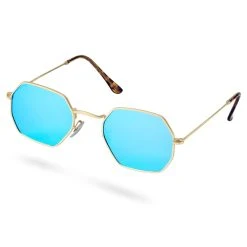 Paul Riley Lunettes De Soleil Groovy Bleu Et Or