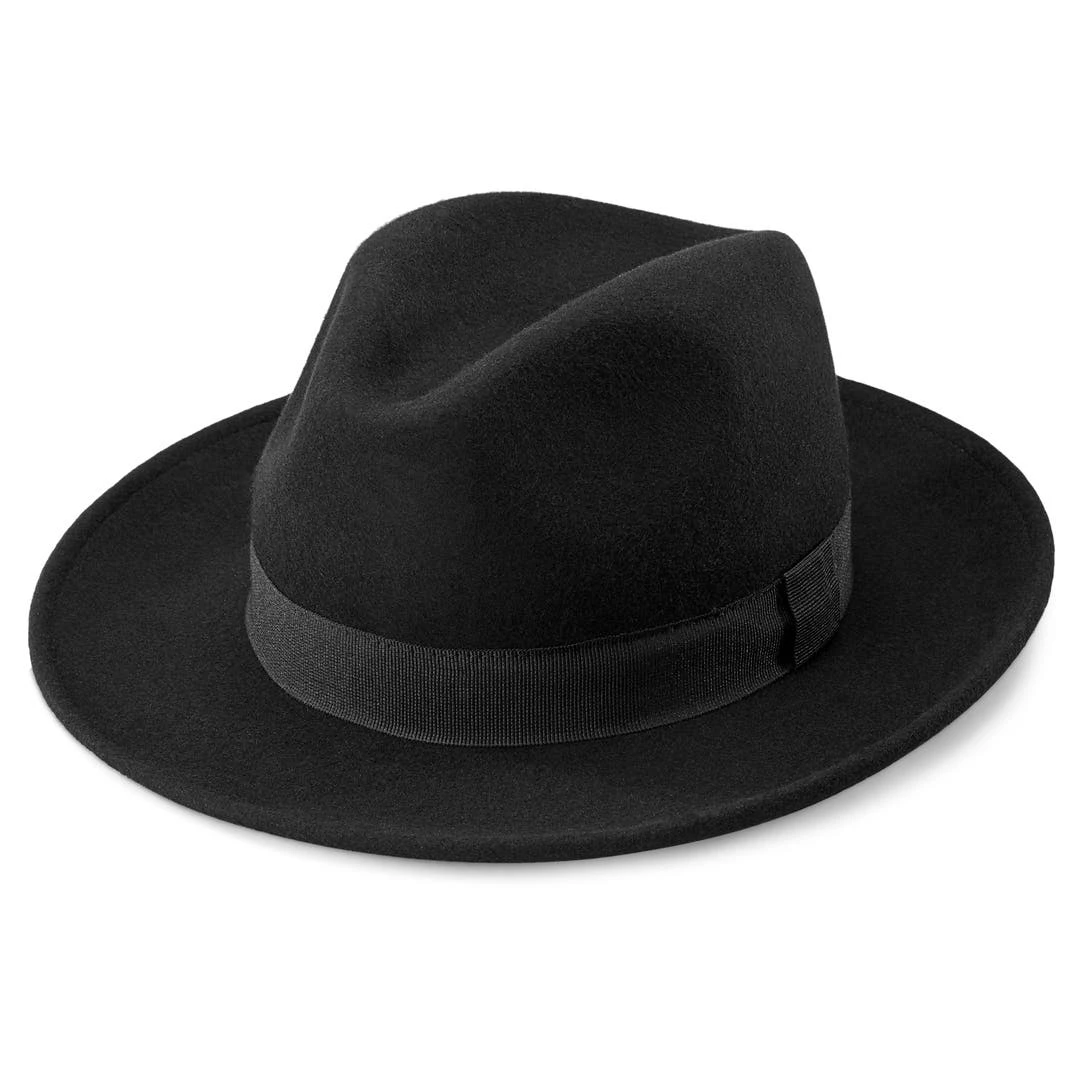 Fawler Chapeau Fedora Fido Alessandria En Laine Noire 1 Fawler Chapeau Fedora Fido Alessandria En Laine Noire