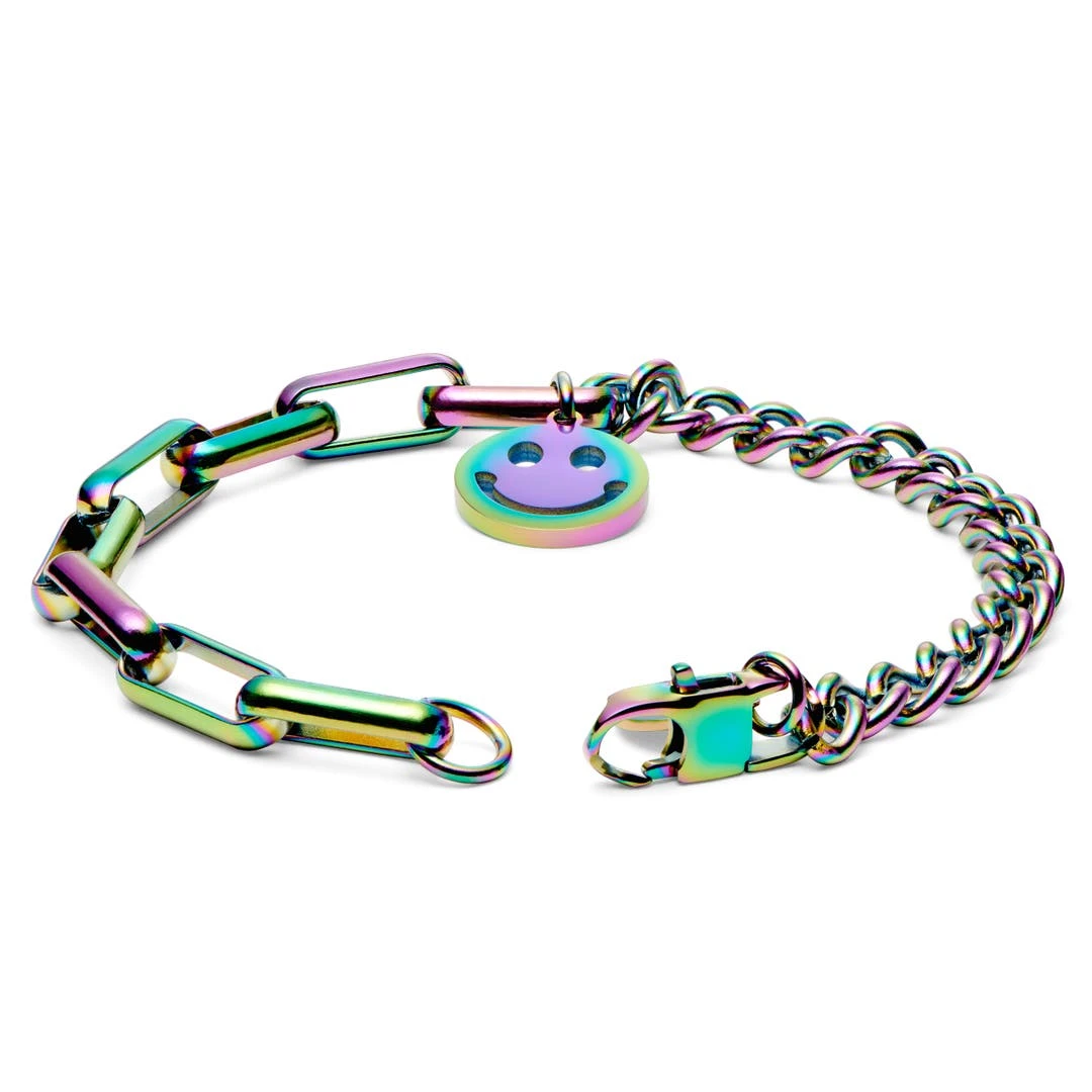 Lucleon Bracelet Amager Clarke Arc-en-ciel à Maille Torsadée Et Maille Gourmette Avec Pendentif Smiley 2 Lucleon Bracelet Amager Clarke Arc-en-ciel à Maille Torsadée Et Maille Gourmette Avec Pendentif Smiley – Image 2