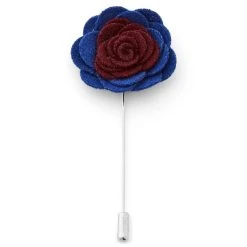 Warren Asher Broche Bordeaux Et Bleu Royal