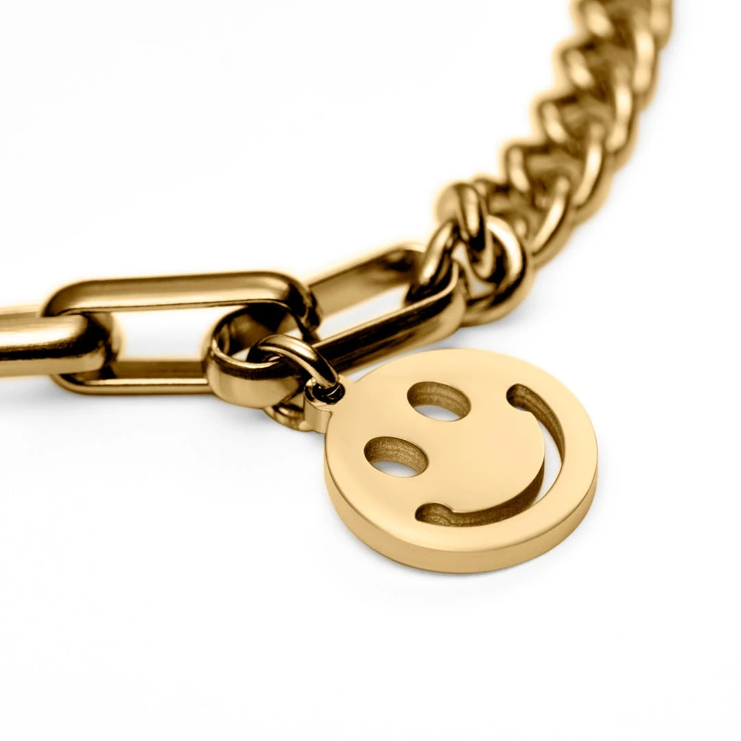 Lucleon Bracelet Amager Clarke Doré à Maille Torsadée Et Maille Gourmette Avec Pendentif Smiley 3 Lucleon Bracelet Amager Clarke Doré à Maille Torsadée Et Maille Gourmette Avec Pendentif Smiley – Image 3