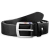 BSWK Ceinture Noire En Cuir Pleine Fleur
