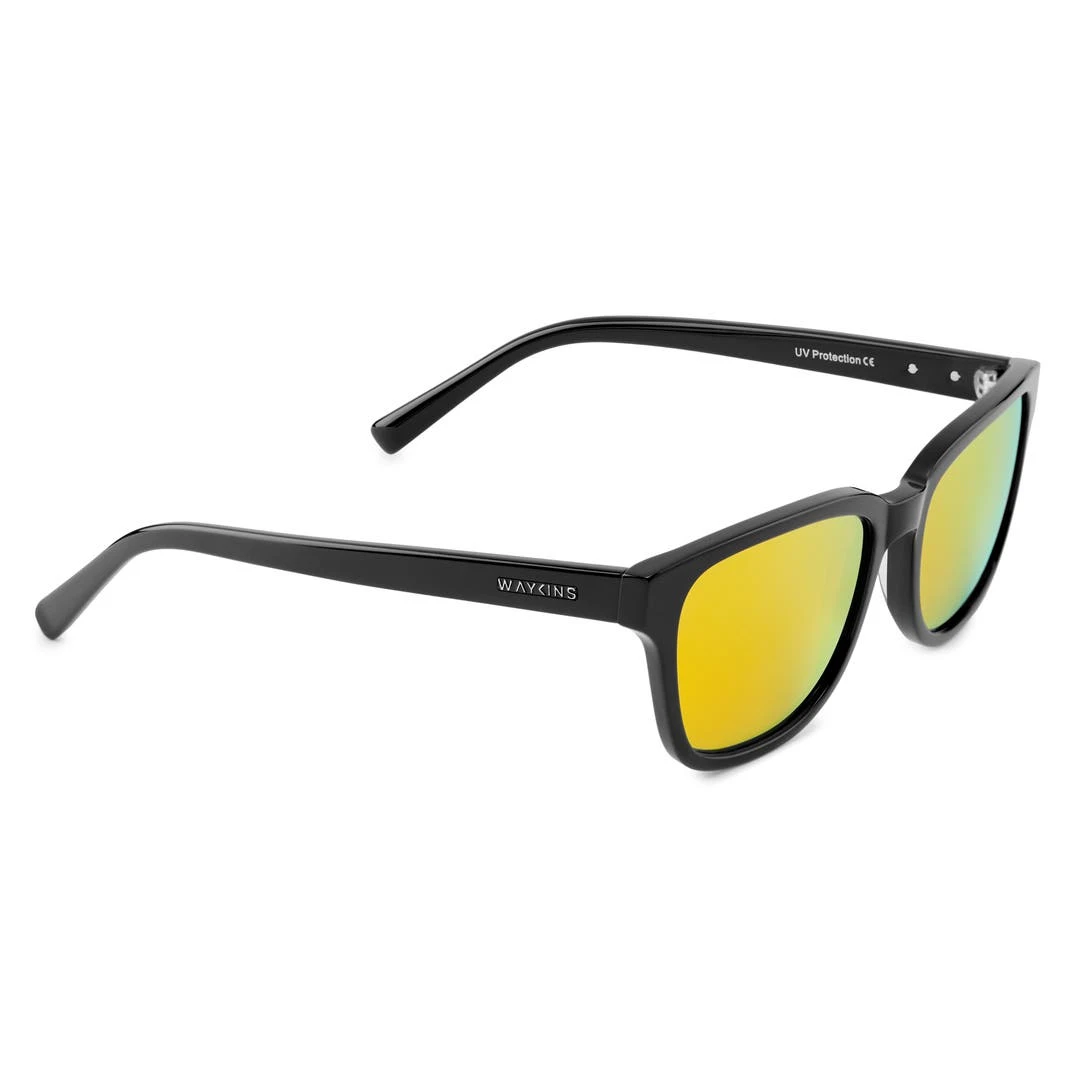Waykins Lunettes De Soleil Noires Wilmer Thea à Verres Miroir Polarisés Jaune-orange 3 Waykins Lunettes De Soleil Noires Wilmer Thea à Verres Miroir Polarisés Jaune-orange – Image 3