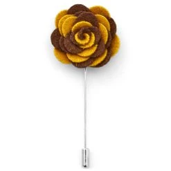 Warren Asher Boutonnière à Fleur Pivoine Marron Et Jaune