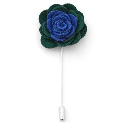 Warren Asher Boutonnière à Fleur Douce Verte Et Bleu Royal