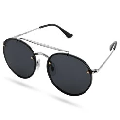 Lucleon Occasus | Lunettes De Soleil Aviator Rondes à Verres Noirs -Boutique Trendhim 6 1 sull