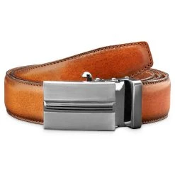 BSWK Ceinture Automatique Cognac En Croûte De Cuir à Finition Vintage