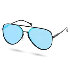Lucleon Lunettes De Soleil Aviator Noires à Verres Polarisés Bleus