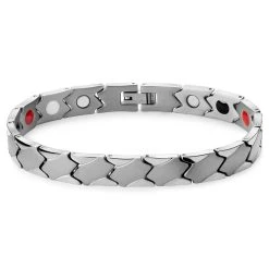 Lucleon Bracelet Magnétique Asymétrique En Titane Argenté