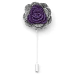 Warren Asher Boutonnière à Fleur Douce Violette & Grise