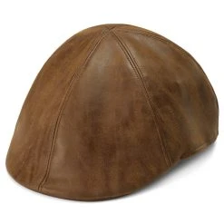 Fawler Casquette Plate En Cuir Végan Brun Clair Moda Maximo