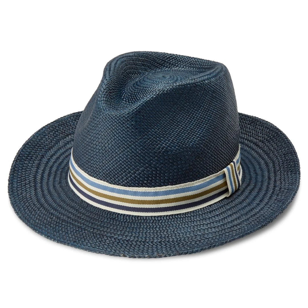 Fawler Chapeau Panama Moda Pino Bleu à Galon Rayé 1 Fawler Chapeau Panama Moda Pino Bleu à Galon Rayé