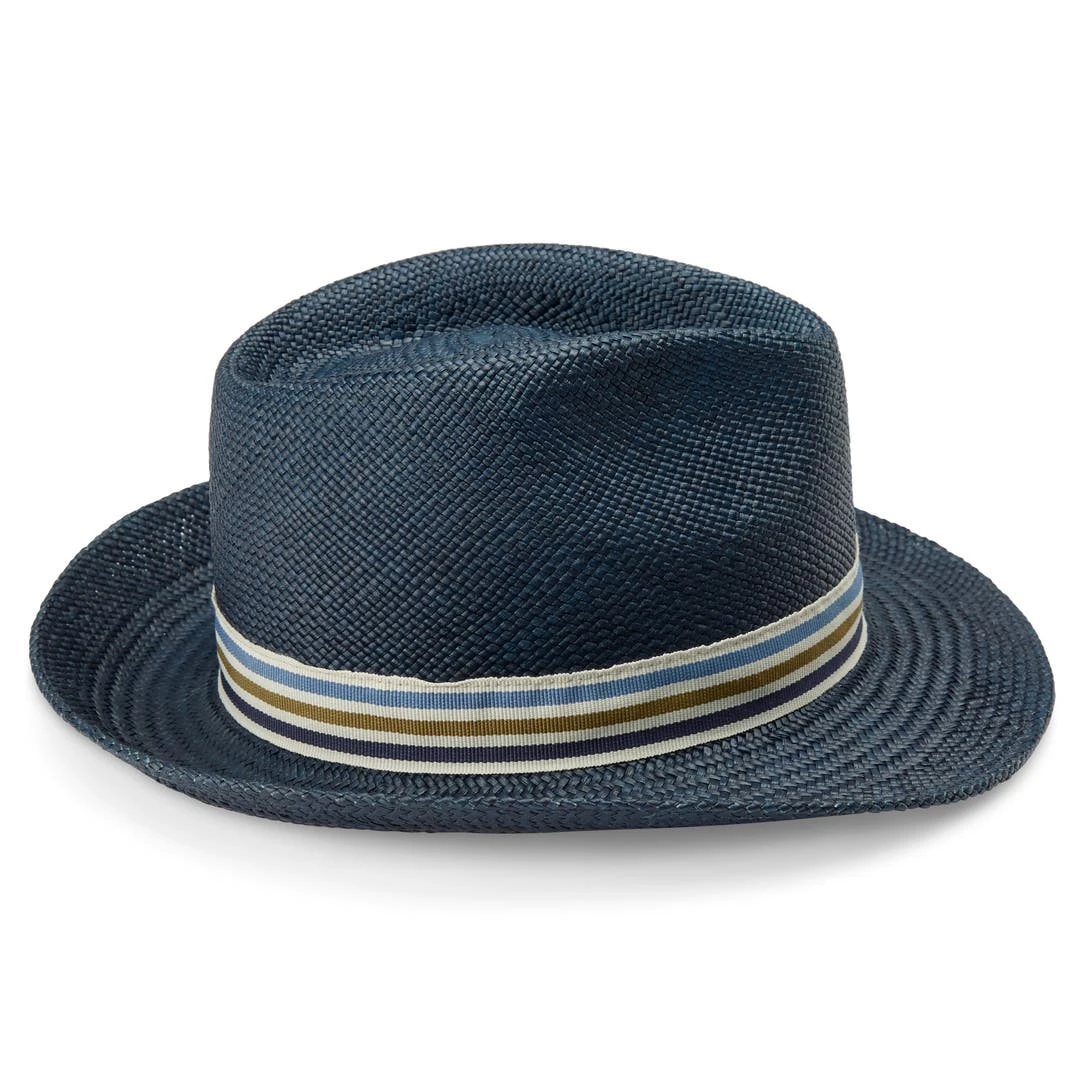 Fawler Chapeau Panama Moda Pino Bleu à Galon Rayé 3 Fawler Chapeau Panama Moda Pino Bleu à Galon Rayé – Image 3