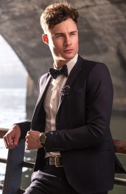 Warren Asher Boutonnière à Fleur Bleu Marine à Pois -Boutique Trendhim billed 1 198