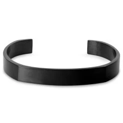 Lucleon Bracelet Manchette Noir En Acier Brossé