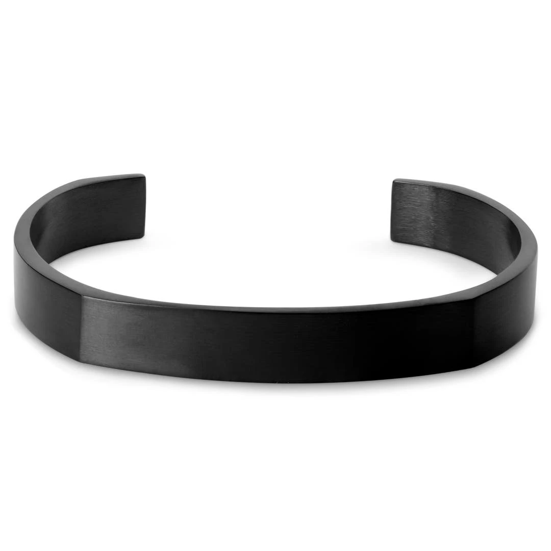 Lucleon Bracelet Manchette Noir En Acier Brossé 1 Lucleon Bracelet Manchette Noir En Acier Brossé