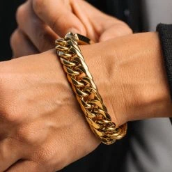 Fort Tempus Gourmette Dorée à Mailles épaisses -Boutique Trendhim dsc4927 bm