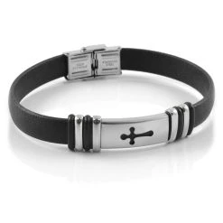 Fort Tempus Bracelet En Caoutchouc Avec Crucifix