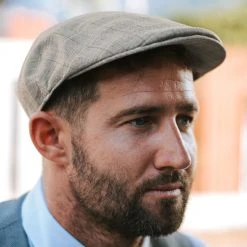 Fawler Casquette Plate Tirreno à Motif écossais Gris -Boutique Trendhim hat