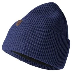 Fawler Hiems | Bonnet Bleu Marine à Revers En Laine Recyclée
