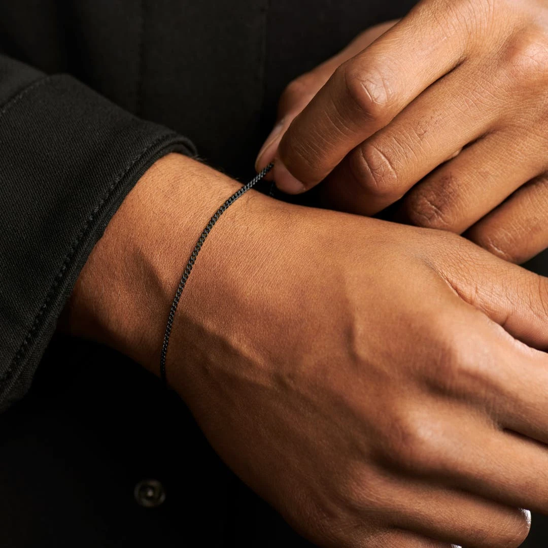 Lucleon Bracelet Chaîne à Mailles Noires - 2 Mm 3 Lucleon Bracelet Chaîne à Mailles Noires - 2 Mm – Image 3