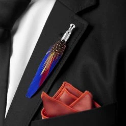 Warren Asher Épinglette "La Plume" Bleue -Boutique Trendhim rel megashoot lapel pins 13647 11