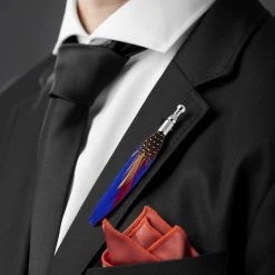 Warren Asher Épinglette "La Plume" Bleue -Boutique Trendhim rel megashoot lapel pins 13647 21