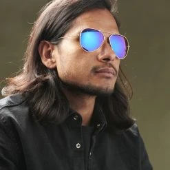 Paul Riley Lunettes De Soleil Aviateur à Montures Dorées Et Verres Irisés -Boutique Trendhim rst megashoot sunglas 17167 2