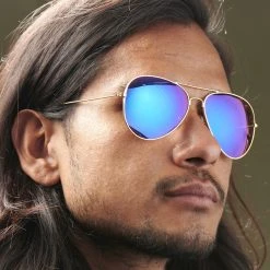 Paul Riley Lunettes De Soleil Aviateur à Montures Dorées Et Verres Irisés -Boutique Trendhim rst megashoot sunglas 17167 2 bm