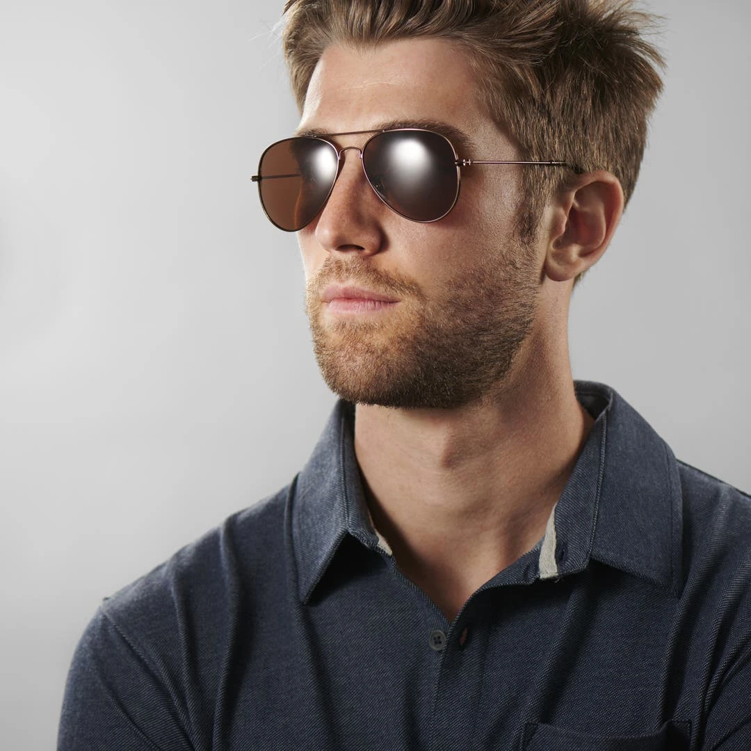 Paul Riley Lunettes Aviateur à Monture Marron Et Verres Polarisés 4 Paul Riley Lunettes Aviateur à Monture Marron Et Verres Polarisés – Image 4