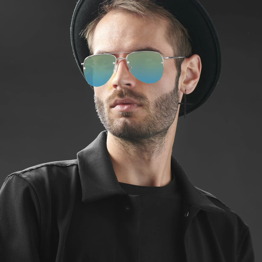 Paul Riley Lunettes De Soleil Aviateur Argentées Et Turquoise à Verres Miroir 4 Paul Riley Lunettes De Soleil Aviateur Argentées Et Turquoise à Verres Miroir – Image 4