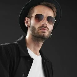 Paul Riley Lunettes De Soleil Aviateur Dorées à Verres Dégradés Marron -Boutique Trendhim rst megashoot sunglasses 13914 1