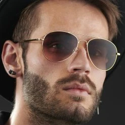 Paul Riley Lunettes De Soleil Aviateur Dorées à Verres Dégradés Marron -Boutique Trendhim rst megashoot sunglasses 13914 2 bm1