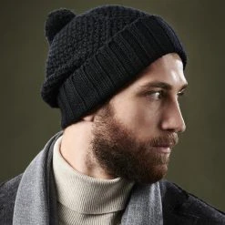 Fawler Bonnet Noir à Pompon Karl Kane En Laine Mérinos -Boutique Trendhim ste megashoot hats 17305 37