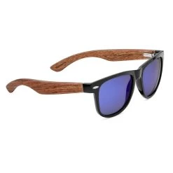 Waykins Lunettes De Soleil Rétro Noires à Verres Polarisés Bleus Et Branches En Bois -Boutique Trendhim wa31 3